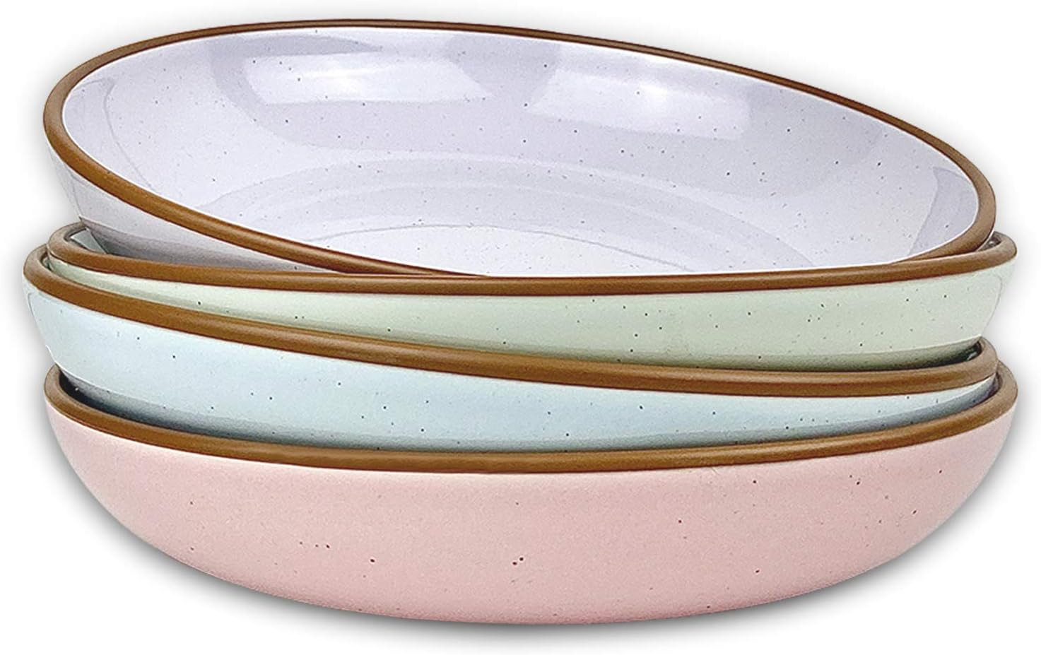 Mora Ceramic Large Pasta Bowls 30oz, Set of 4 - Serving, Salad, Dinner, etc Plate/Wide Bowl - Mic... | Amazon (US)