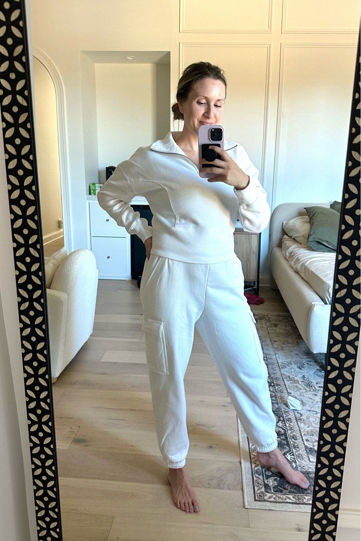 Target matching set, matching white sweatsuit 
