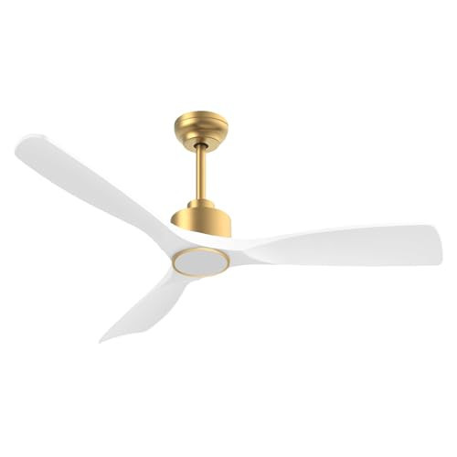 OFANTOP 52 Inch ETL Listed Indoor Outdoor Smart Ceiling Fans with Lights Remote Control, Quiet DC Motor 3 Blade Modern White Gold Ceiling Fan for Bedroom Living Room Patio | Amazon (US)