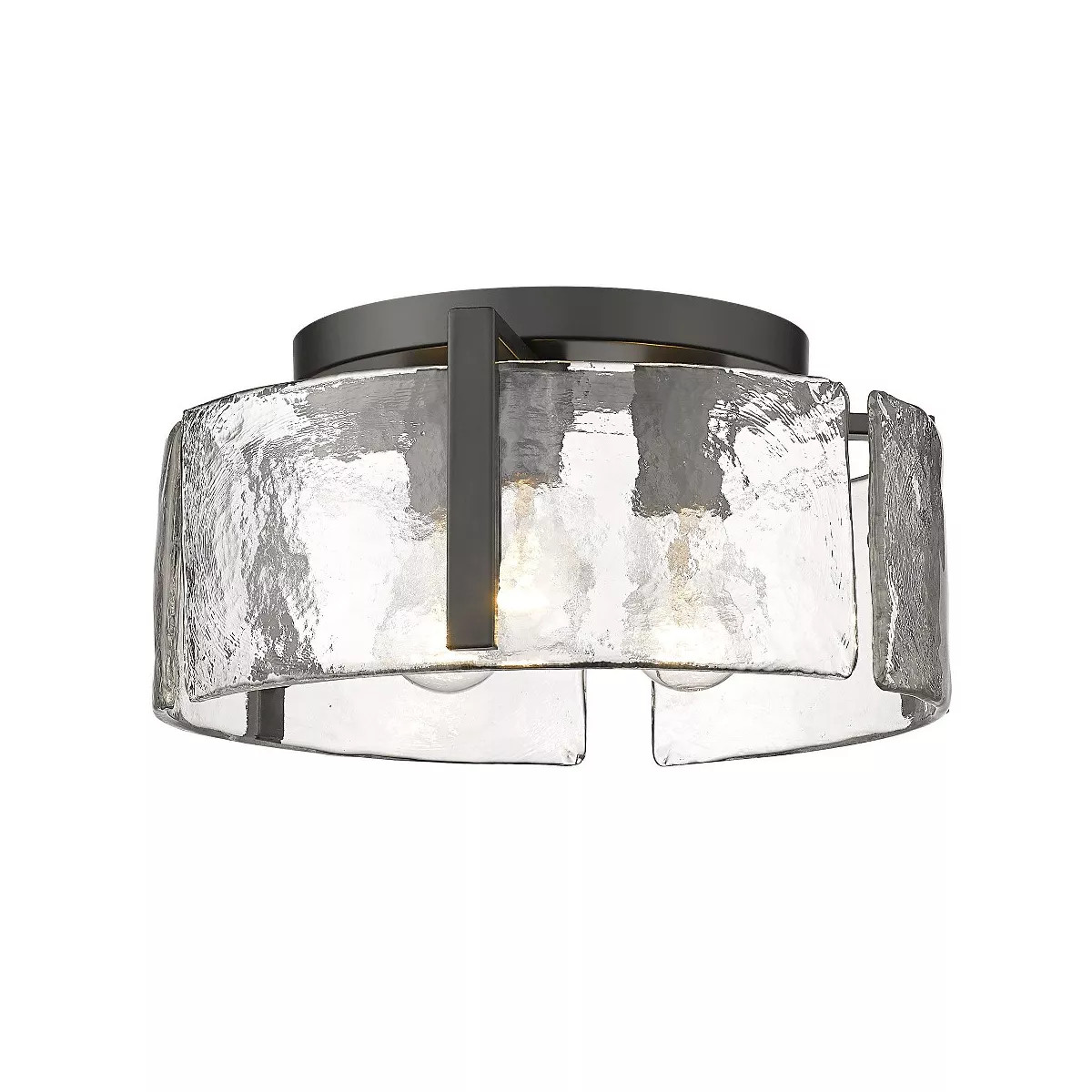 Golden Lighting Aenon 3-Light Flush Mount in Matte Black with Hammered Water Glass | Target