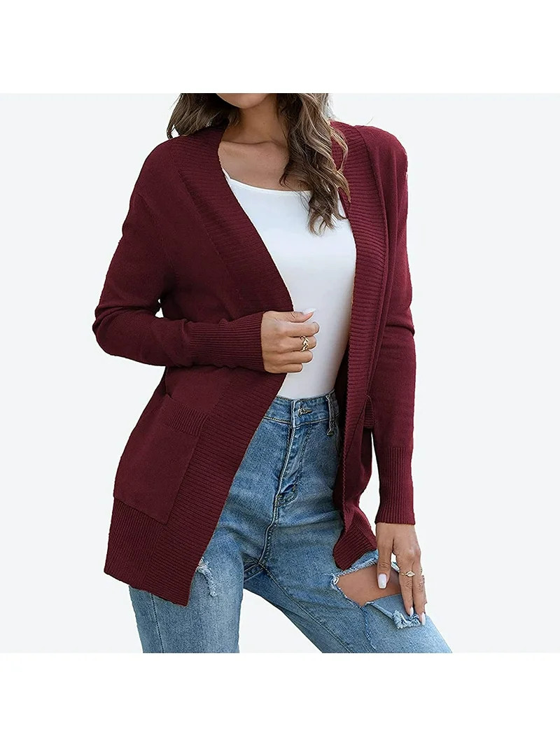FOLUNSI Women's Cardigan Casual Lightweight Knit Cardigan Sweaters of Female s-2x | Walmart (US)