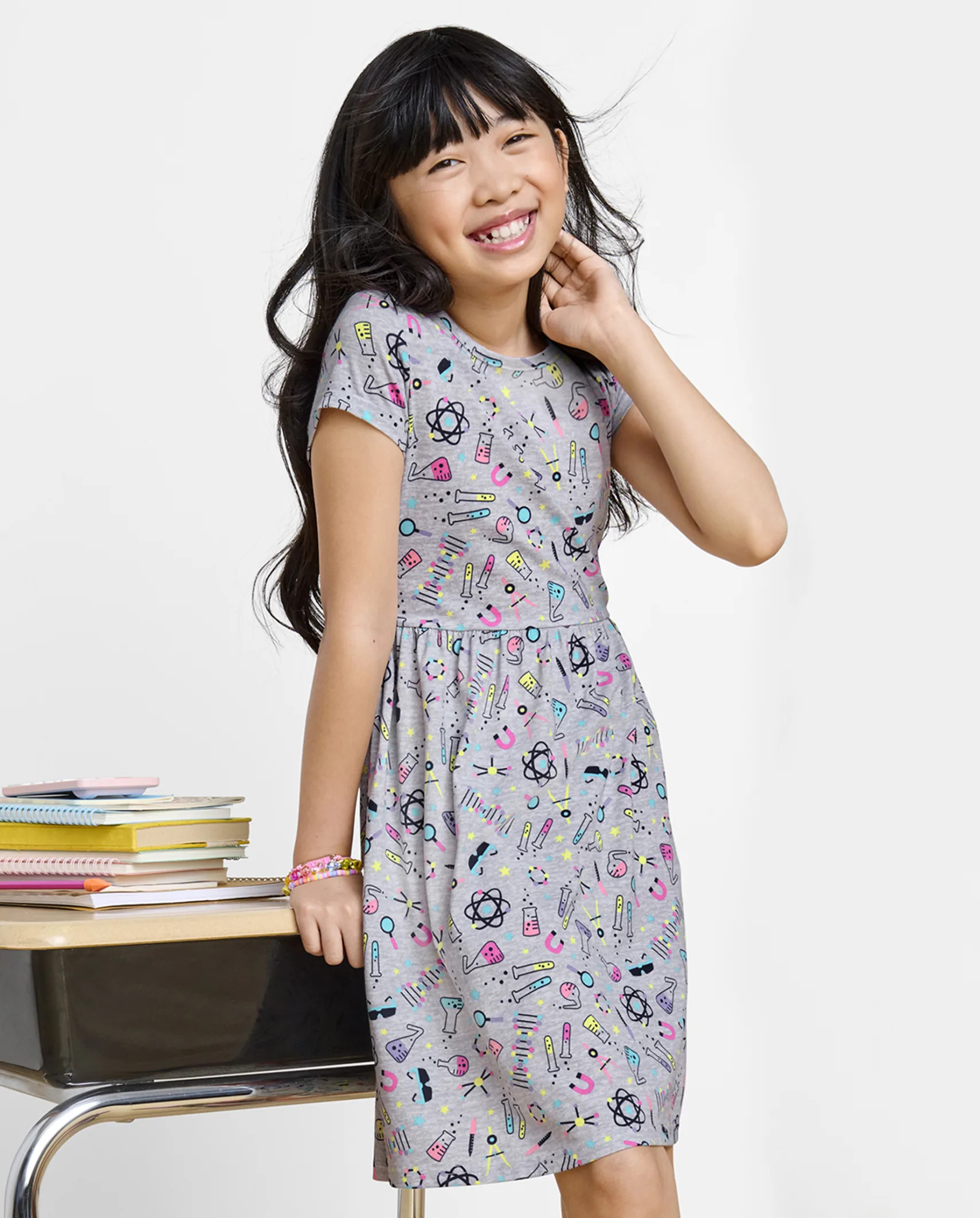 Girls Science Doodle Everyday Dress - h/t mist | The Children's Place
