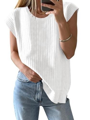 ZDC Women's Oversized Sweater Vest Trendy Sleeveless Tank Tops Crew Neck Casual Pullover Shirts | Amazon (US)