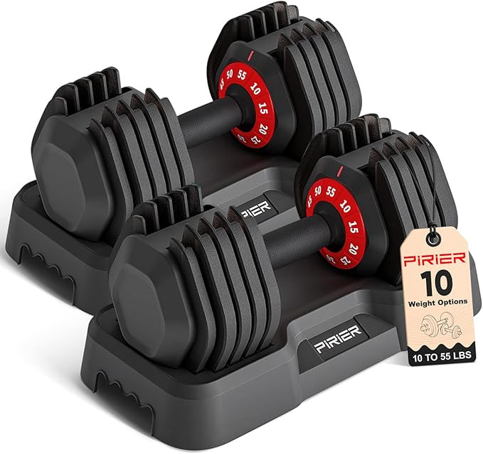 Adjustable Dumbbell Set 55LB Dumbbells Weight, 10-in-1 Weight Dumbbell with Anti-Slip Metal Handl... | Amazon (US)