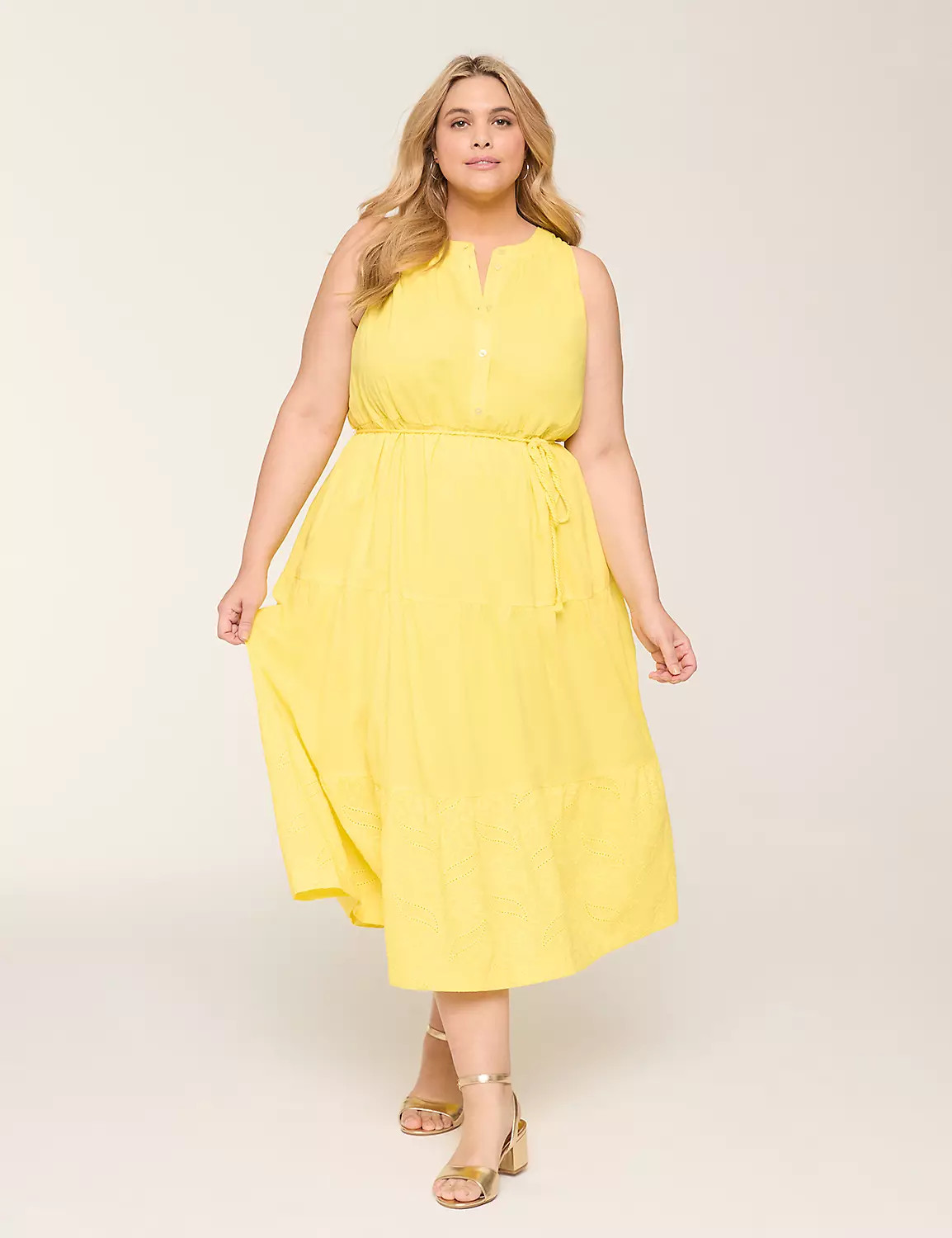 Eyelet-Hem Rope-Belt Maxi Dress | Lane Bryant (US)