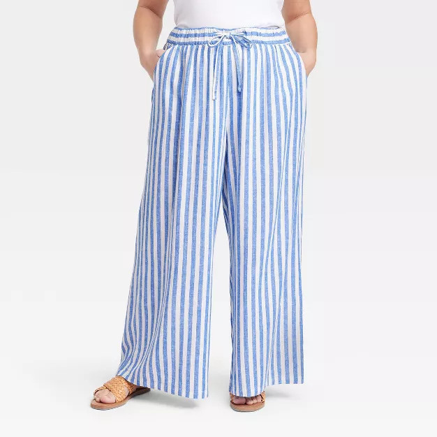 Women's High-Rise Wide Leg Linen Pull-On Pants - Ava & Viv™ | Target