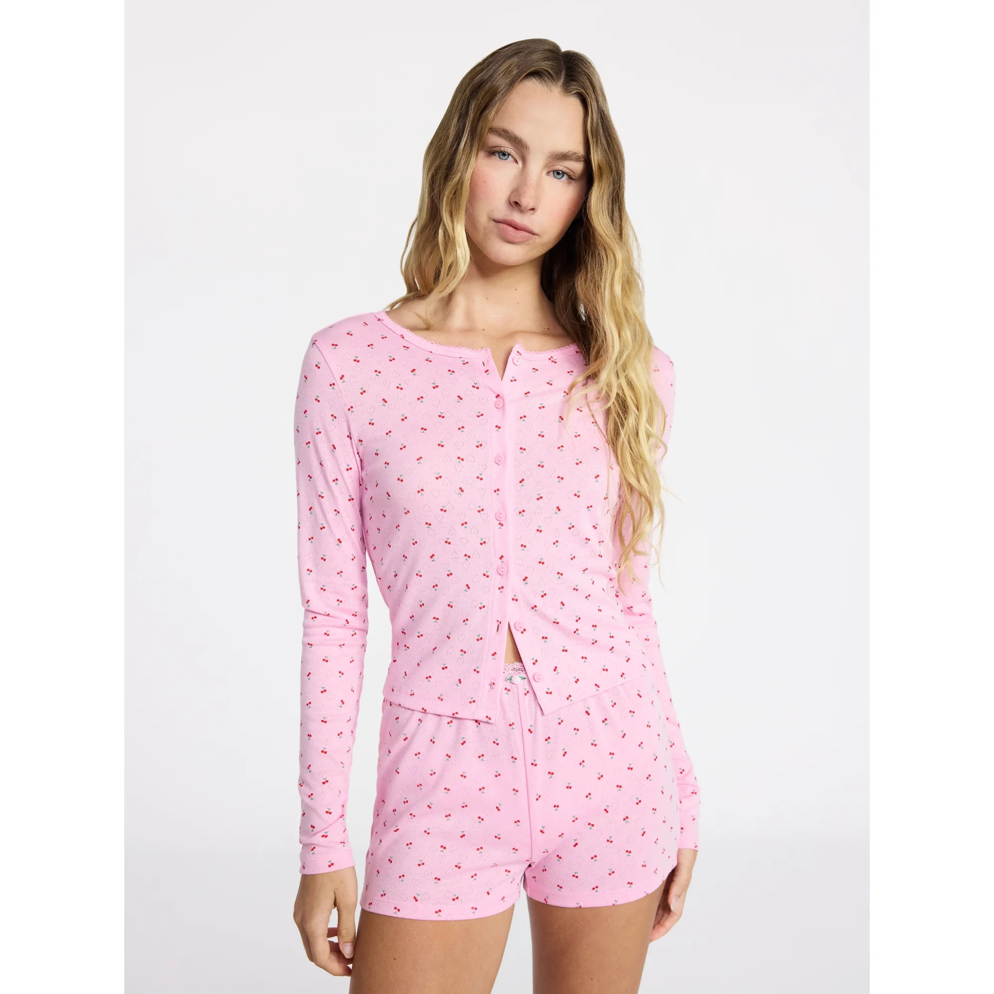 No Boundaries Sleep Pointelle Knit Cardigan, Women’s XXS-3X | Walmart (US)