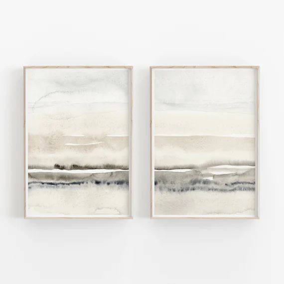 Beige And Grey Painting Set of 2, Abstract Watercolor Print, Printable Art, INSTANT DOWNLOAD, Mod... | Etsy (CAD)