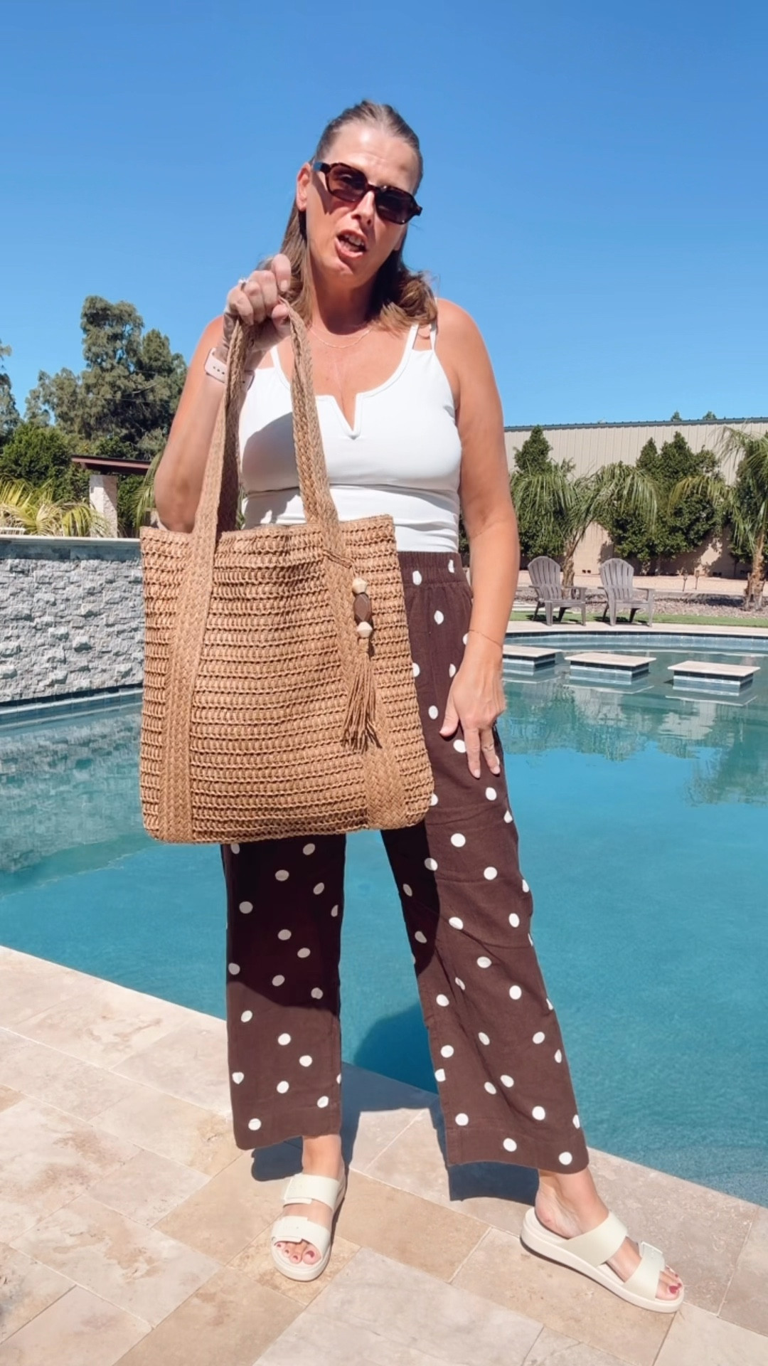 Pool look 

pool outfit idea, swim coverup look, vacation style outfit, resort wear vibe, amazon summer find, polka dot pants, beach bag, white swimsuit, vacation outfit, beach outfit 

#LTKSaleAlert #LTKSwim #LTKTravel