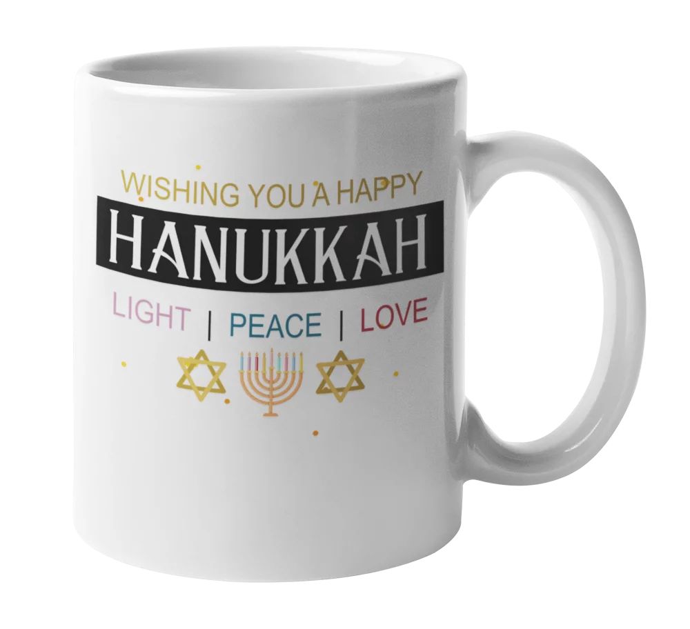 Wishing You A Happy Hanukkah. Light, Peace & Love With Menorah And Star Of David Print Coffee & T... | Walmart (US)