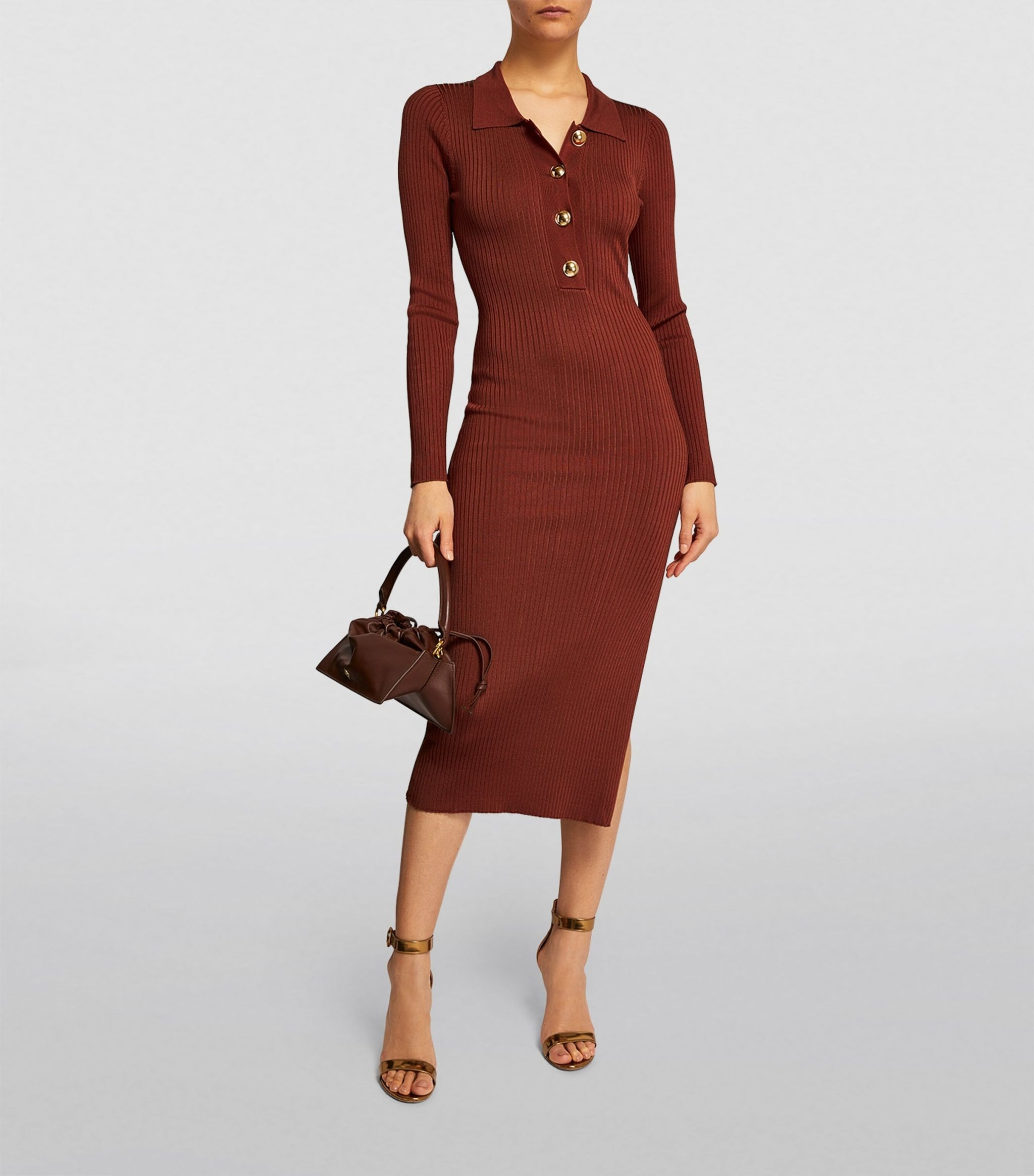 Ribbed Button-Detail Midi Dress | Harrods