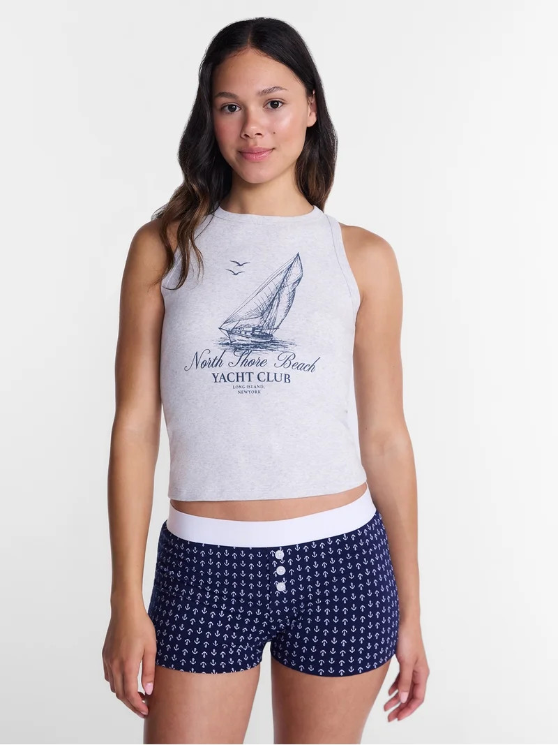 No Boundaries Sleepwear Ribbed Tank Top and Boxers Set from our Cloud Core Collection, 2 Piece, W... | Walmart (US)