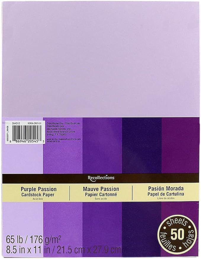 MICHAELS Purple Passion 8.5”; x 11”; Cardstock Paper by Recollections®, 50 Sheets | Amazon (US)