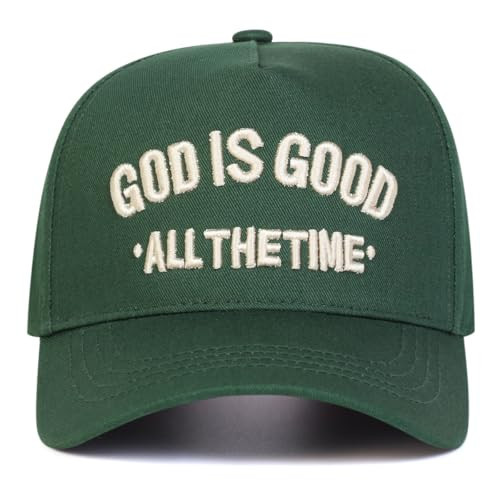 SPKTCHEN God is Good Hat Embroidered Baseball Cap for Men & Women, God is Good All the Time Hat Adjustable Snapback Hat for Casual Wear, Green | Amazon (US)