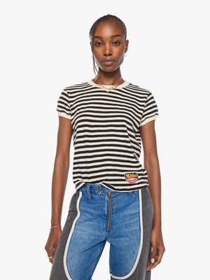 The Boxy Goodie Goodie - Black And Cream Stripe | Mother Denim