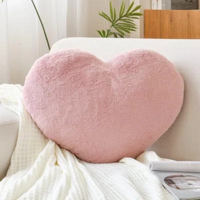 Heart Pillow, Soft Dusty Pink Heart Shaped Pillow, Cute Faux Rabbit Fur Room Decorative Throw Pillow, 19.6"X15.7" Heart Plush Cushion For Couch Bed Ki | Wayfair Professional