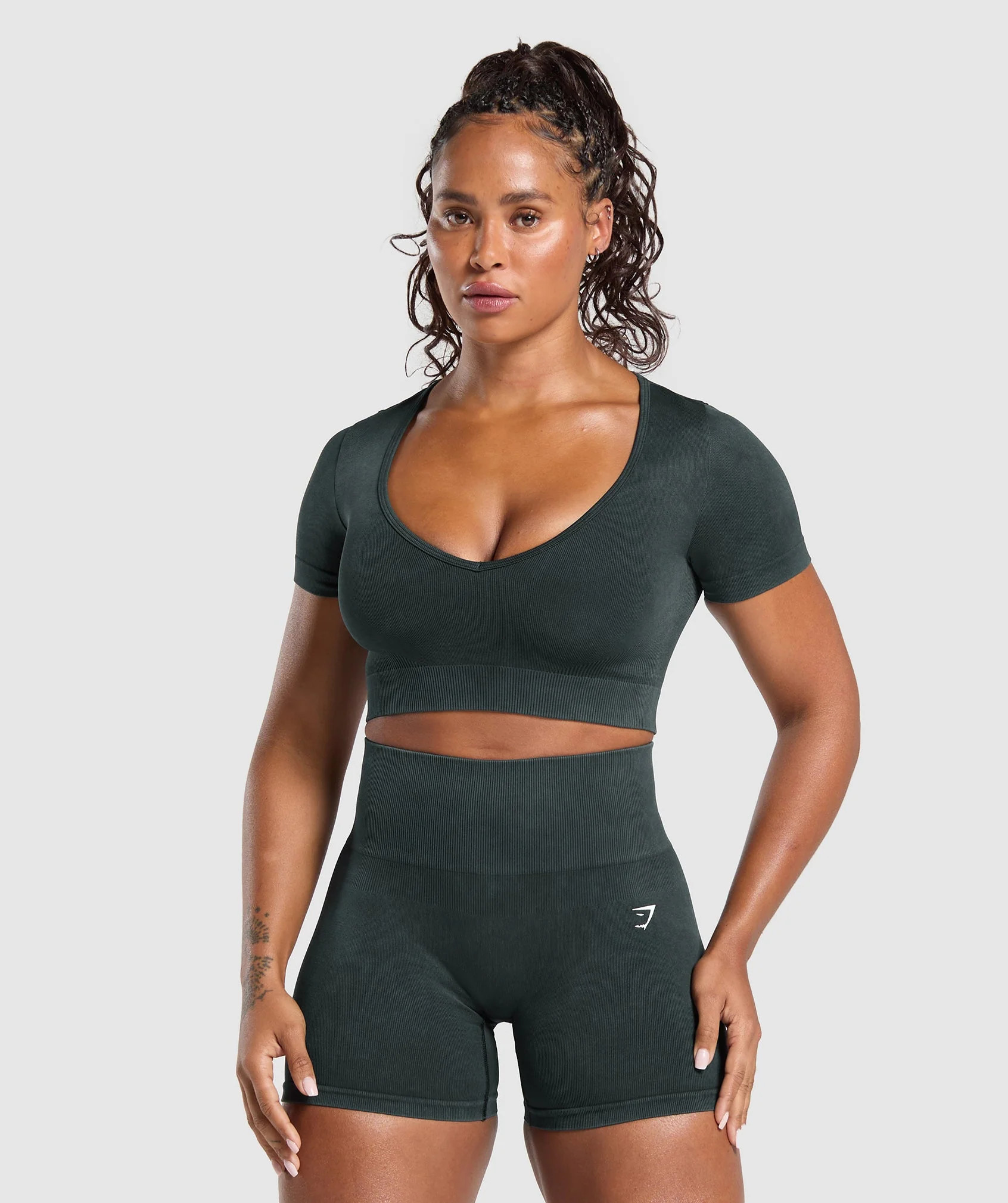 Gains Seamless Washed Crop Top | Gymshark US