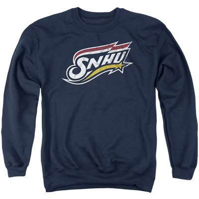 Men's Southern New Hampshire University Official Distressed Primary Logo Adult Crewneck Sweatshirt Navy Medium | Target