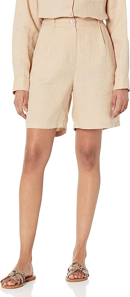The Drop Women's Millie Loose-fit Pleated Long Linen Walk Short | Amazon (US)