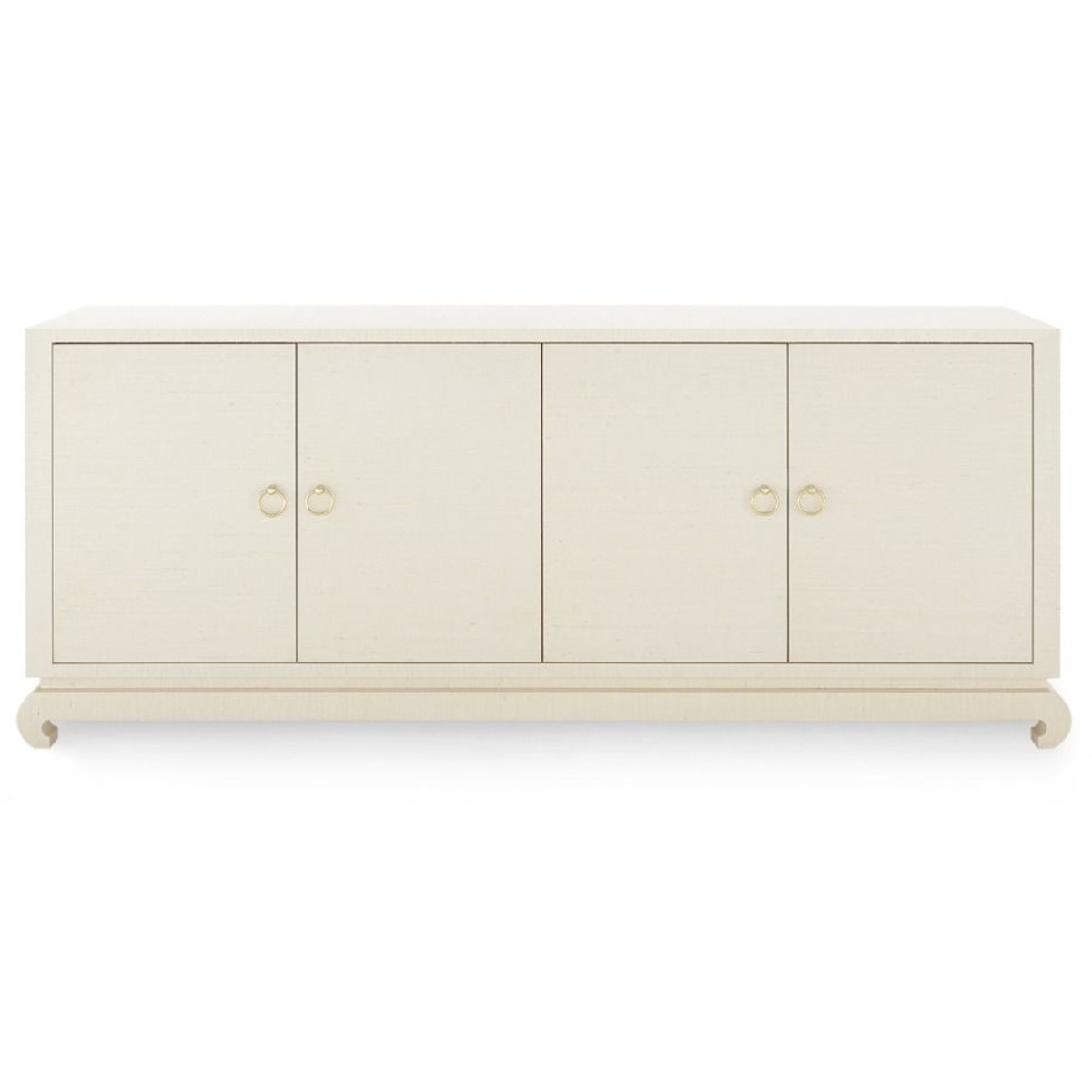 Meredith Modern Classic Beige Grasscloth Wood Media Cabinet | Kathy Kuo Home