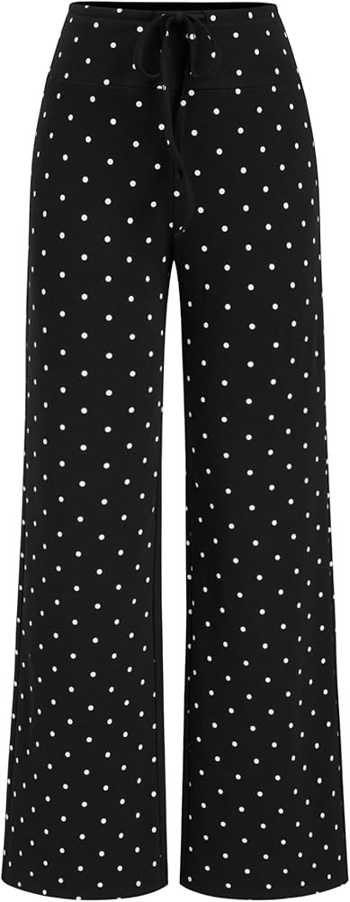 CIDER Women's Polka Dot Lounge Pants High Waist Loose Fit Wide Leg Drawstring Casual Trousers | Amazon (US)