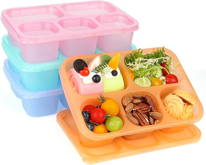 Lunbxx Bento Lunch Boxes - Reusable 5-Compartment Food Lunchables Containers, Snack Boxes For Adu... | Amazon (US)