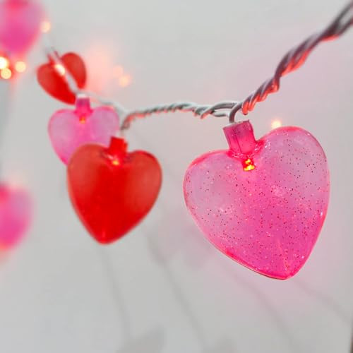 GOOTHY Heart String Lights, 8.5Ft Valentine's Day Decorations String Lights with 10 Pink and Red Heart Lights, Plug in Heart Fairy Lights for Bedroom Home Wedding Indoor Outdoor Valentine's Day Decor | Amazon (US)