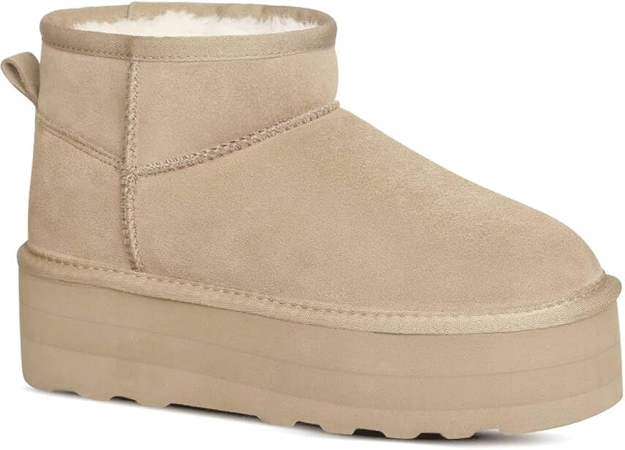 Platform Mini Boot For Women Short Ankle Boot Fur Fleece Lined Sneakers Snow Platform Anti-Slip B... | Amazon (US)