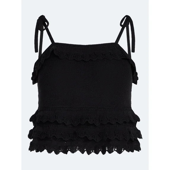 Scoop Women's Tie Ruffle Sweater Tank, Sizes XS-XXL | Walmart (US)