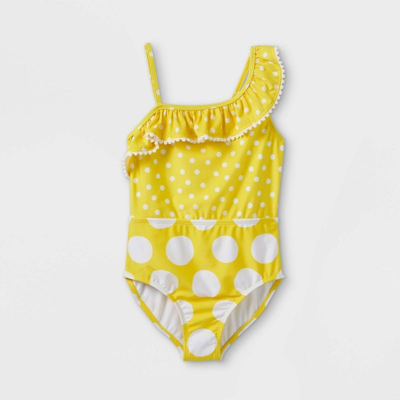 Girls' Polka Dot One Piece Swimsuit - Cat & Jack™ Yellow | Target