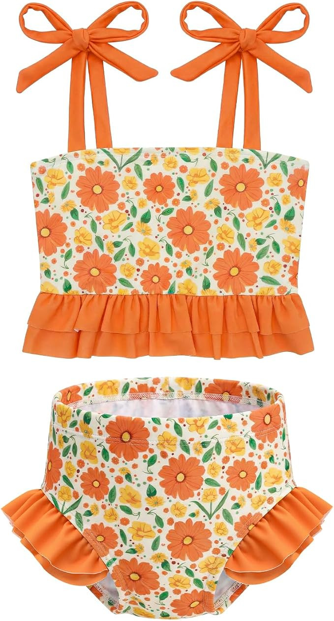 ALVA Baby Girls Swimsuit Two Piece Bikini Sets Toddler Ruffle Bathing Suit Beach Pool Swimming Le... | Amazon (US)