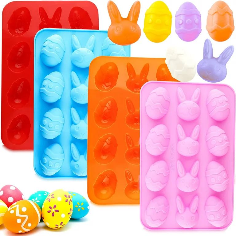 Winerming Easter Egg Silicone Mold Easter Bunny Silicon Molds for Chocolate 4 Packs Egg Shaped Mo... | Walmart (US)