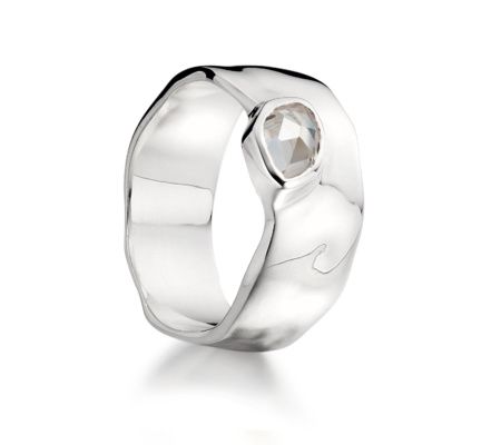 Siren Wide Band - White Topaz - size M | Monica Vinader (US)