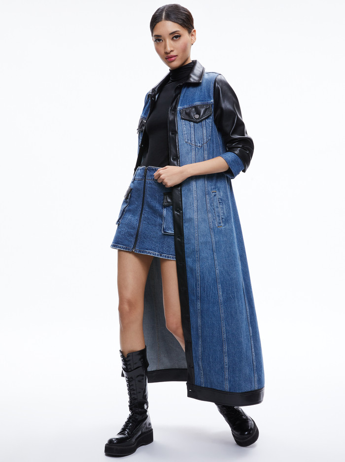 DARREN VEGAN LEATHER COMBINATION JACKET | Alice + Olivia
