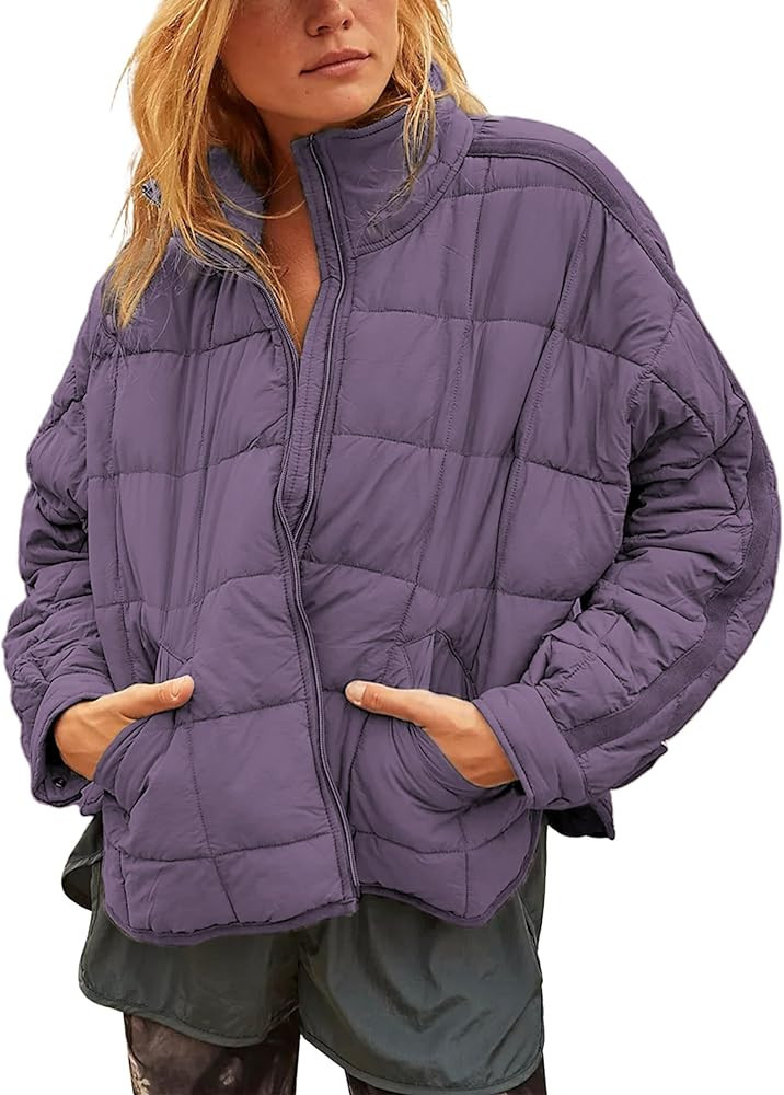 Freyhem Quilted Puffer Jacket Women Lightweight Short Zip Up Padded Coat with Pockets | Amazon (US)