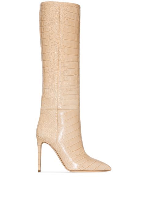 105mm crocodile-effect knee-high boots | Farfetch (UK)