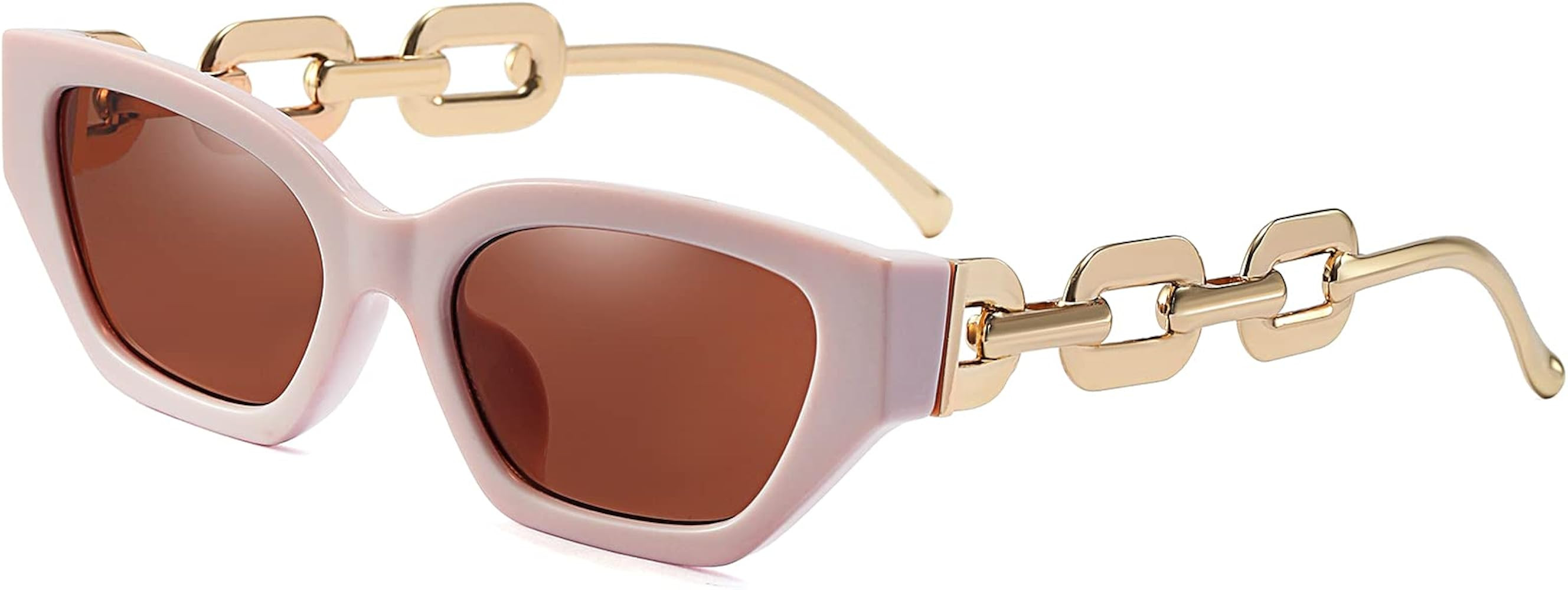 Dollger Retro Cat Eye Sunglasses for Women Hexagon Narrow Rectangle Frame Metal Chain Arm Luxury ... | Amazon (US)