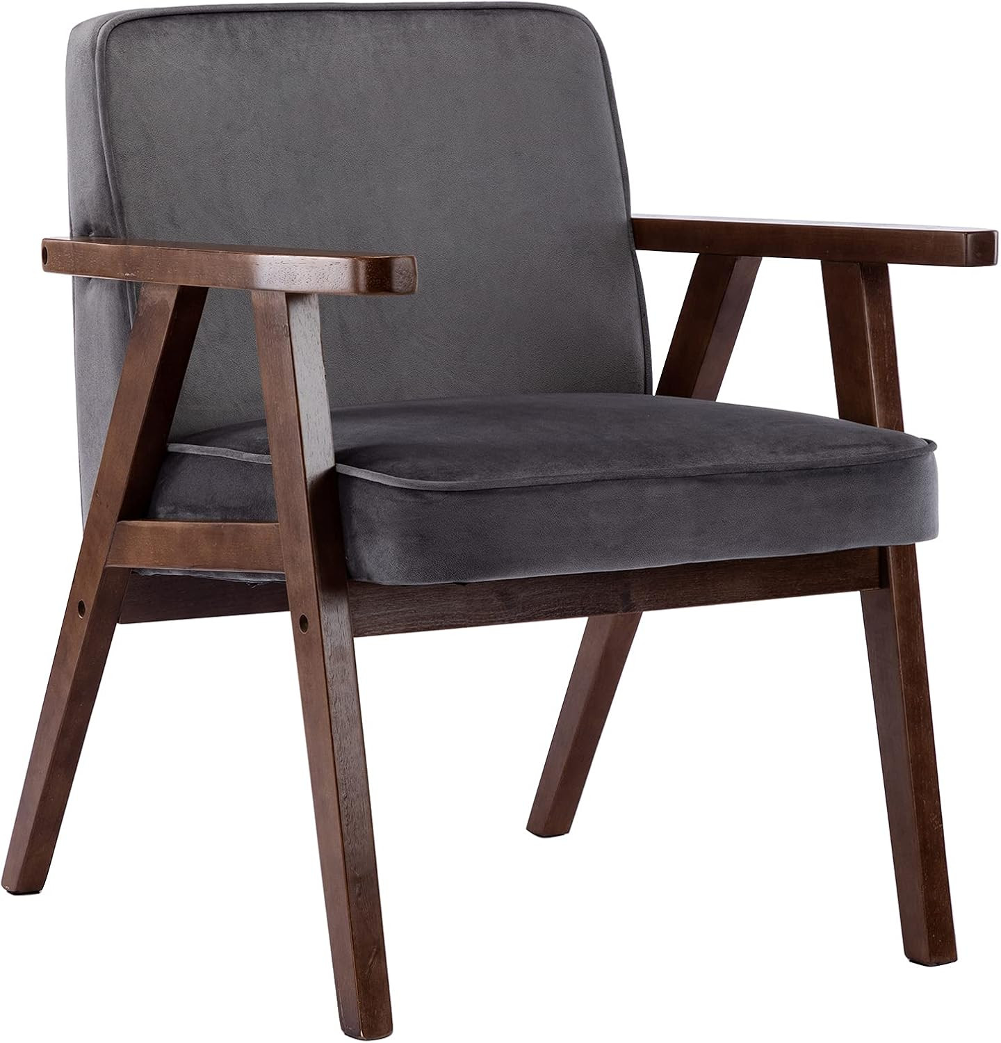 ZH4YOU Upholstered Accent Chair, Comfy Leisure Armchair Velvet Lounge Reading Chair with Solid Wo... | Amazon (US)