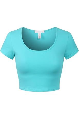Women's Basic Solid Scoop Neck Slim Fit Short Sleeves Crop Tops | Amazon (US)