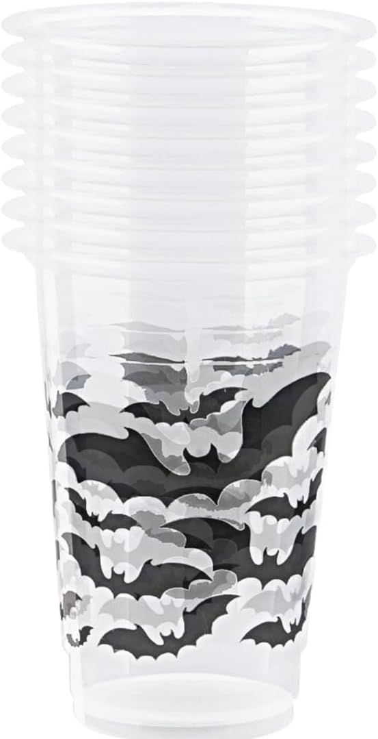 Unique Black Bats Plastic Party Cups - 16oz | Clear | 8 Pcs | Amazon (US)