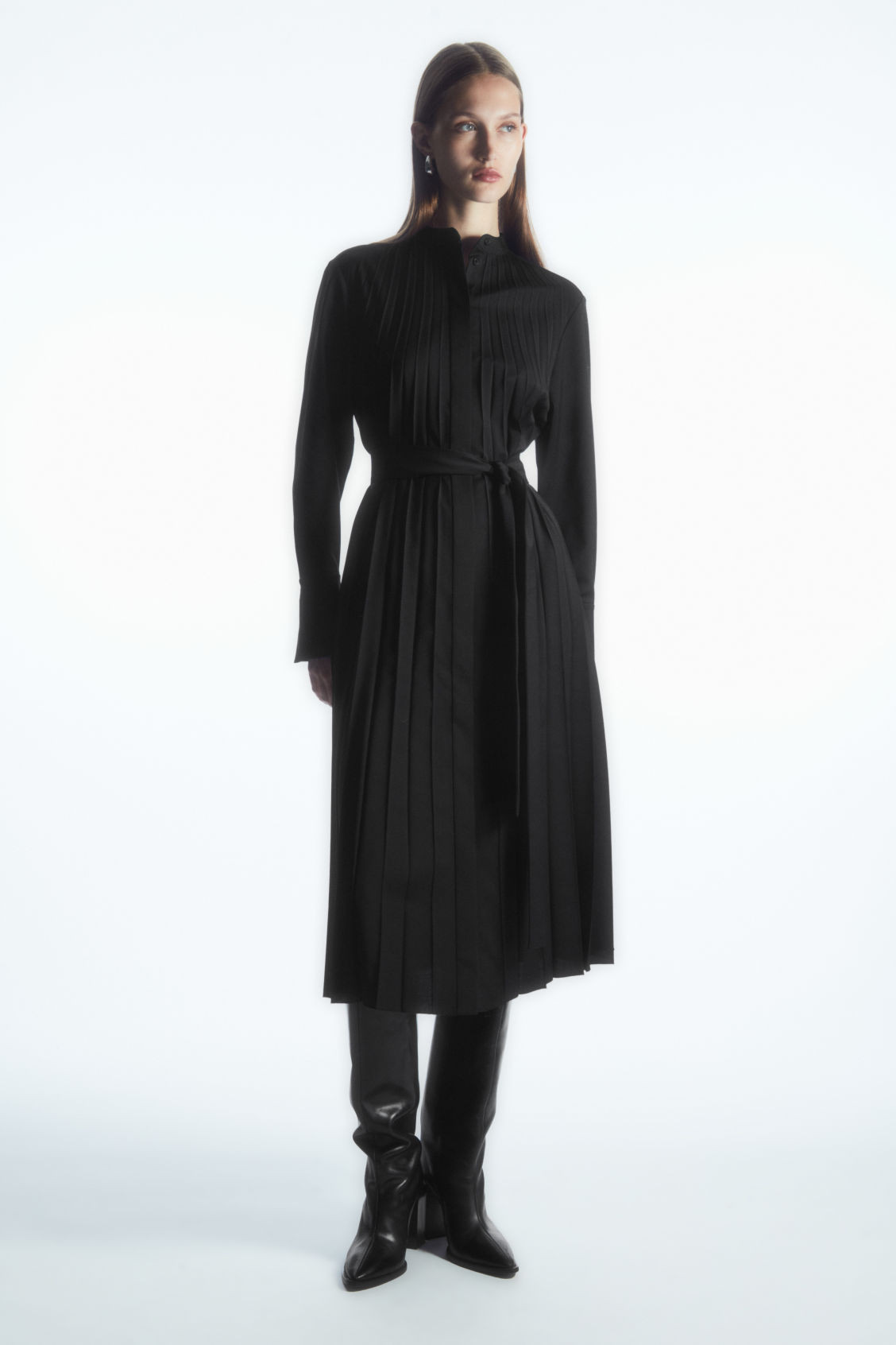 PLEATED WOOL-BLEND SHIRT DRESS | COS (EU)