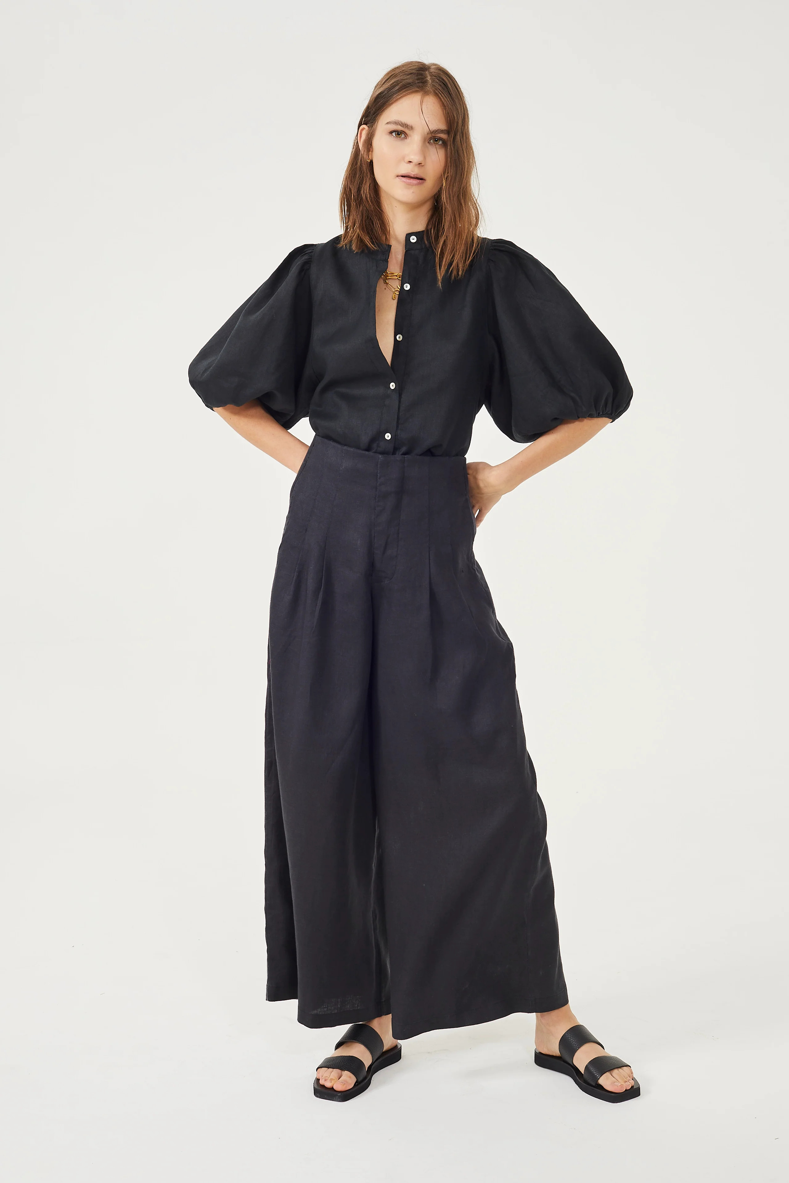 Culotte Linen Pants - Black | Lanhtropy