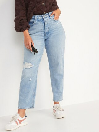 Curvy Extra High-Waisted Button-Fly Sky-Hi Straight Jeans for Women | Old Navy (US)