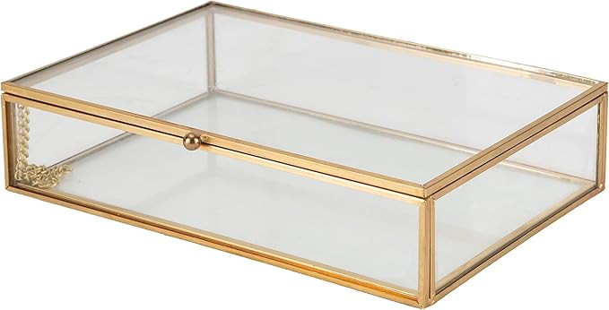 Home Details Vintage Glass Keepsake Box Jewelry Organizer, Decorative Accent, Vanity, Wedding Bri... | Amazon (US)