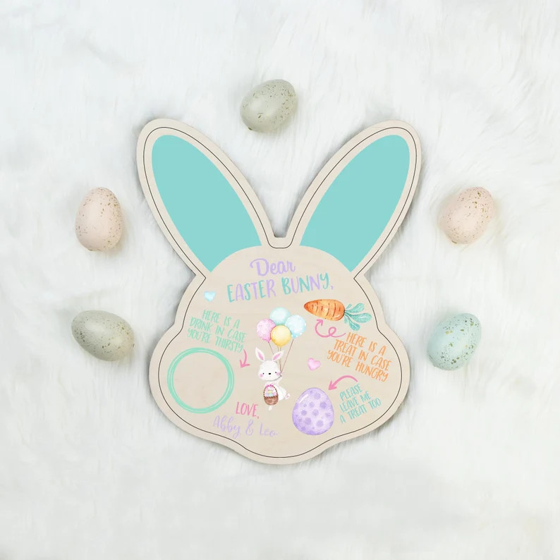 Wooden Easter Bunny Tray, Personalized Easter Bunny Tray, Easter Bunny Treat Tray, Bunny Shaped T... | Etsy (US)