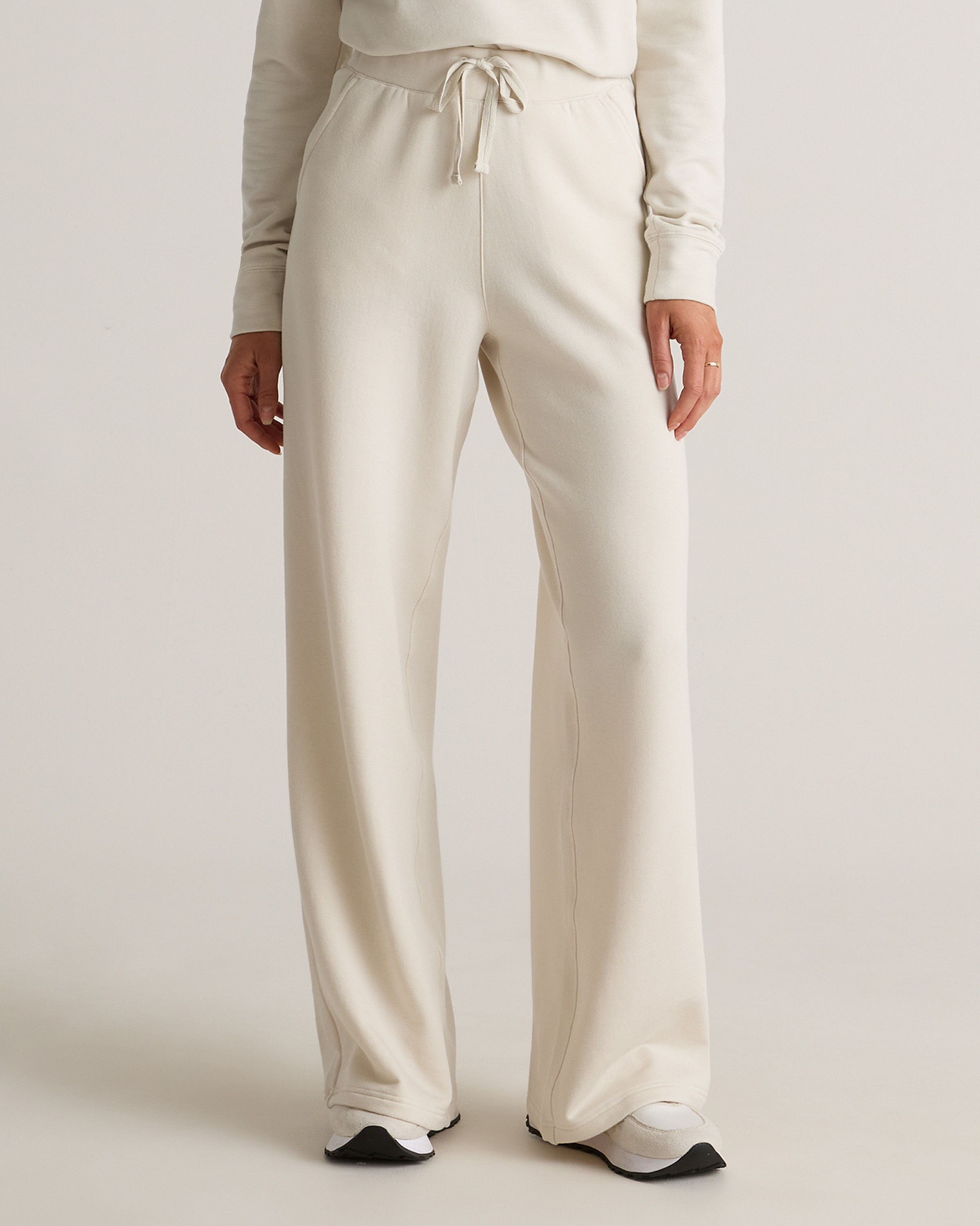 Quince | Women's SuperSoft Fleece Wide Leg Pants in Off-White, Size Medium, Lenzing Modal | Quince