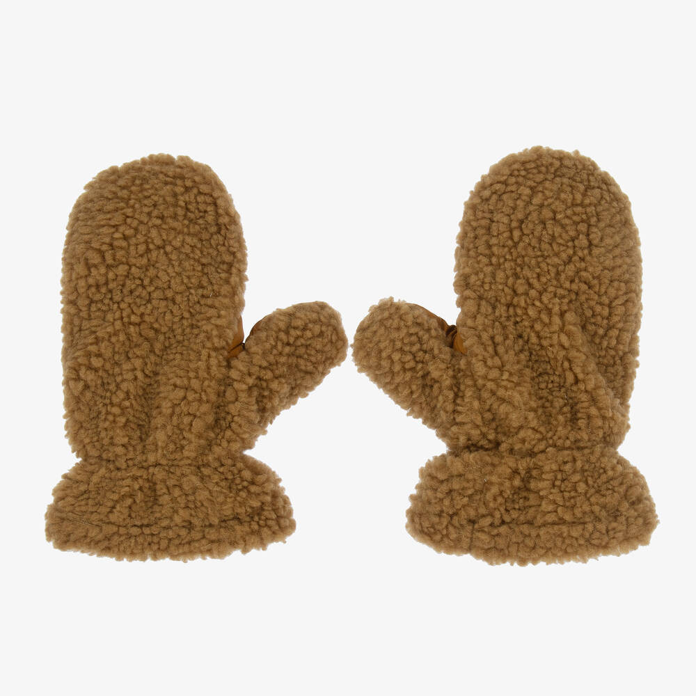 Brown Sherpa Fleece Mittens | Childrensalon