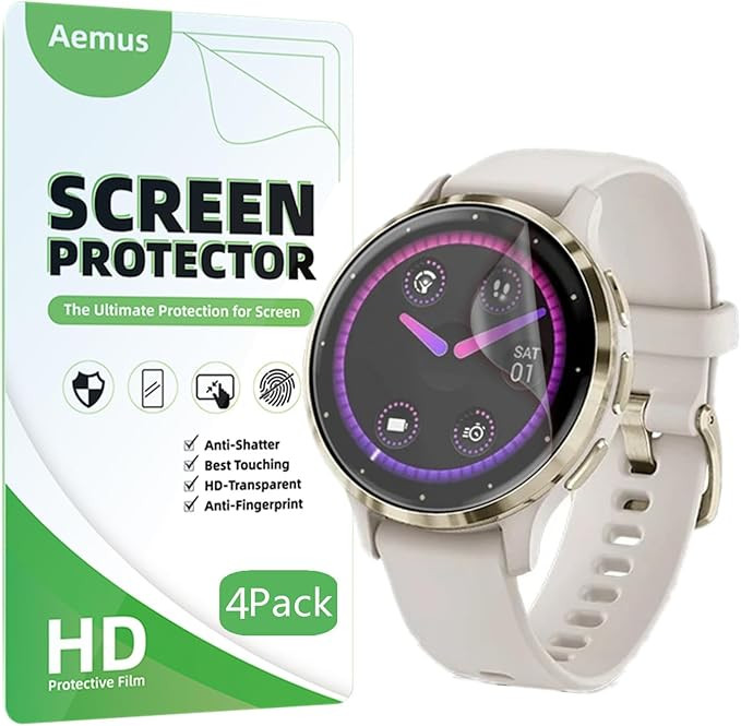 Compatible for Garmin Venu 3S / vívoactive 6 Screen Protector (4 Pack) Smart Watch Flexible Full... | Amazon (US)