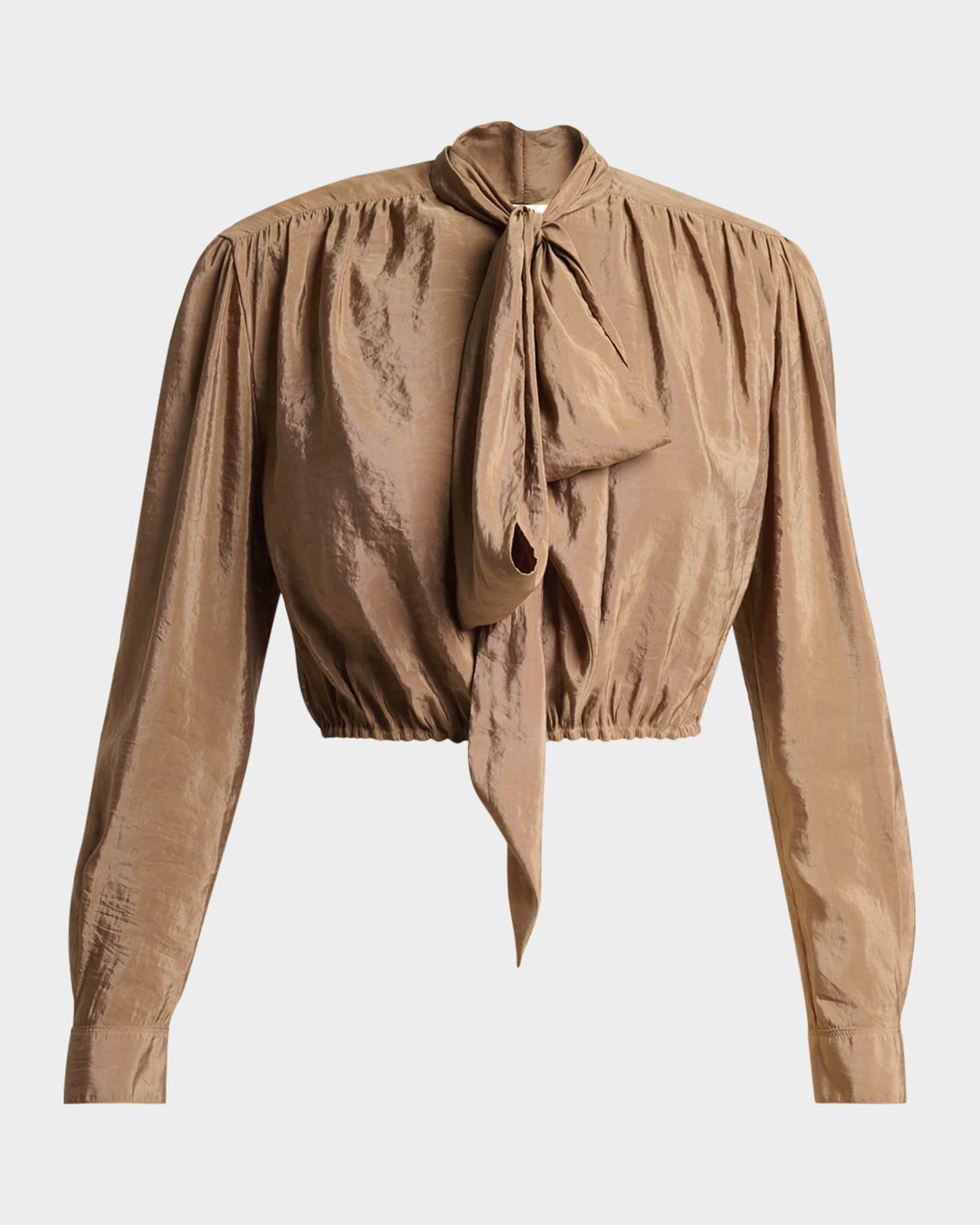 Lavallière Taffeta Crop Blouse | Neiman Marcus