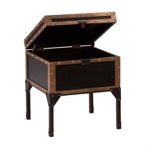 SEI Furniture Drifton Travel Trunk End Table in Black | Cymax